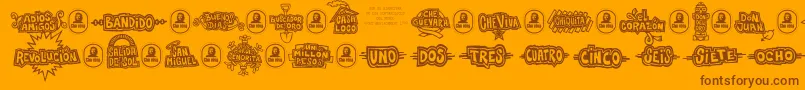 フォントChe – オレンジの背景に茶色のフォント