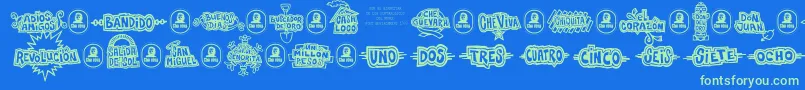 Che Font – Green Fonts on Blue Background