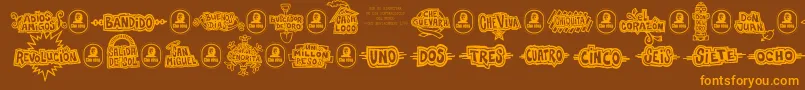 Che Font – Orange Fonts on Brown Background