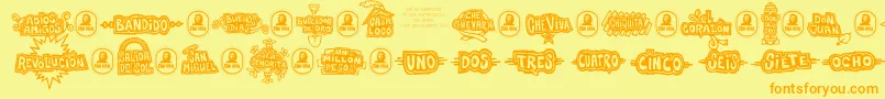 Fonte Che – fontes laranjas em um fundo amarelo