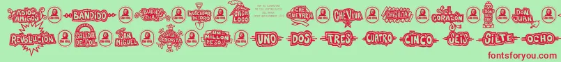 Fonte Che – fontes vermelhas em um fundo verde