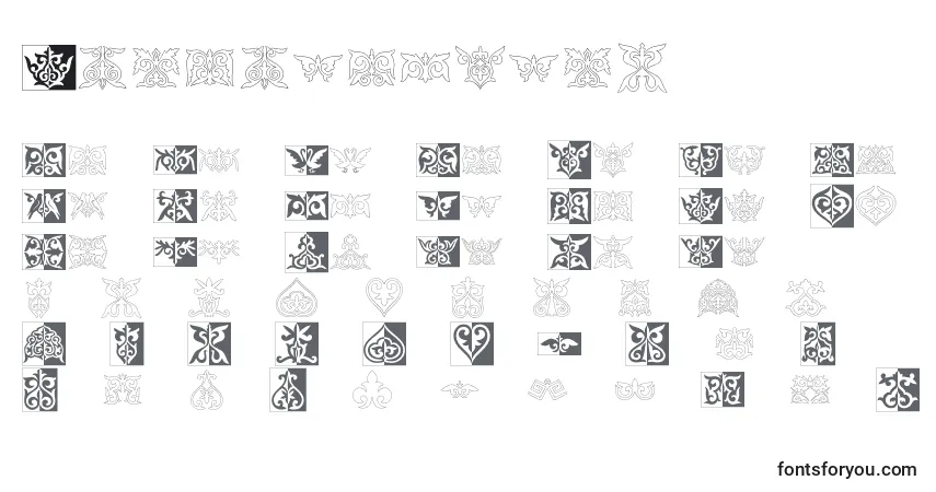 A fonte Prtornament2 – alfabeto, números, caracteres especiais