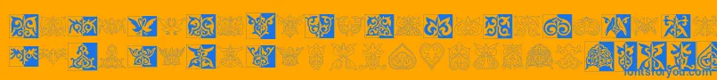 Prtornament2-Schriftart – Blaue Schriften auf orangefarbenem Hintergrund