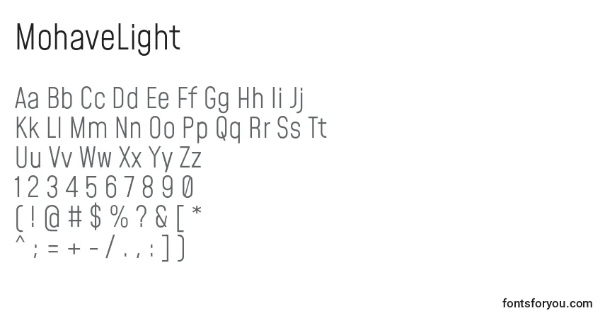 Schriftart MohaveLight (53332) – Alphabet, Zahlen, spezielle Symbole