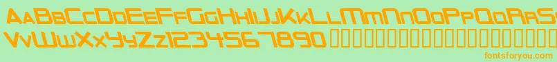 フォントOuterLimitsSolidItalic – オレンジの文字が緑の背景にあります。