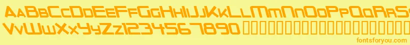 フォントOuterLimitsSolidItalic – オレンジの文字が黄色の背景にあります。