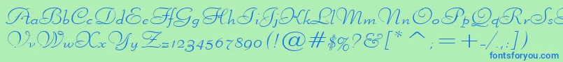 LiberateWideNormal Font – Blue Fonts on Green Background