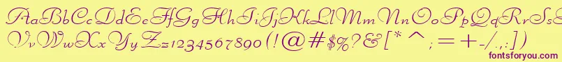LiberateWideNormal-Schriftart – Violette Schriften auf gelbem Hintergrund