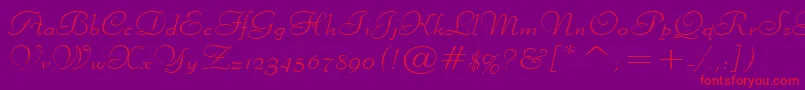 LiberateWideNormal-Schriftart – Rote Schriften auf violettem Hintergrund