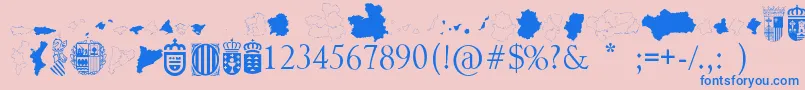 フォントAutonomicSpain – ピンクの背景に青い文字