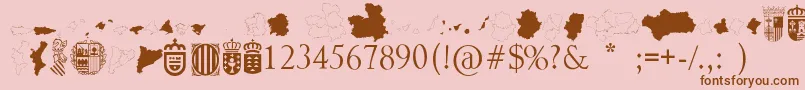 フォントAutonomicSpain – ピンクの背景に茶色のフォント
