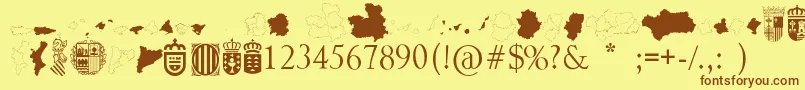 Fonte AutonomicSpain – fontes marrons em um fundo amarelo