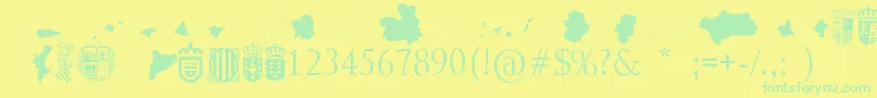 AutonomicSpain-Schriftart – Grüne Schriften auf gelbem Hintergrund
