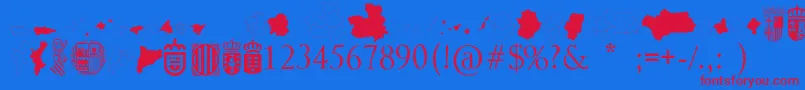 Czcionka AutonomicSpain – czerwone czcionki na niebieskim tle