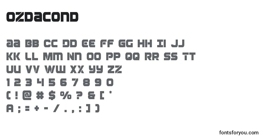 Schriftart Ozdacond – Alphabet, Zahlen, spezielle Symbole