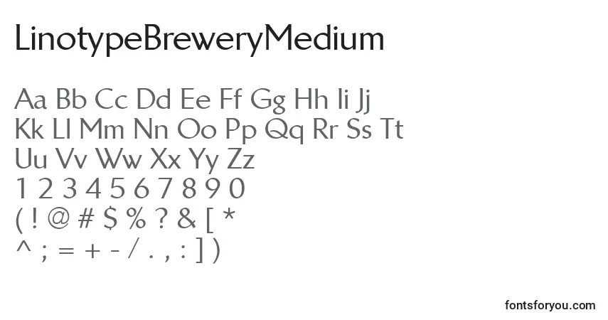 Czcionka LinotypeBreweryMedium – alfabet, cyfry, specjalne znaki