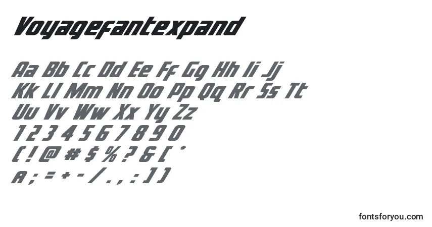 Voyagefantexpand-fontti – aakkoset, numerot, erikoismerkit