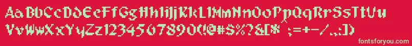 fuente PixelMusketeer – Fuentes Verdes Sobre Fondo Rojo