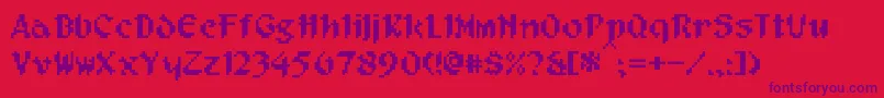 PixelMusketeer-Schriftart – Violette Schriften auf rotem Hintergrund