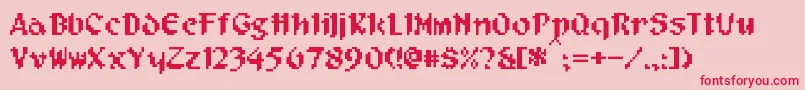 フォントPixelMusketeer – ピンクの背景に赤い文字