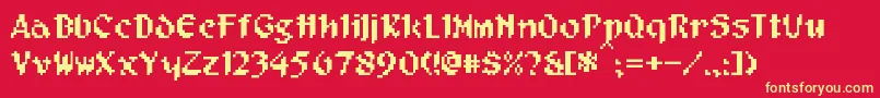Fonte PixelMusketeer – fontes amarelas em um fundo vermelho