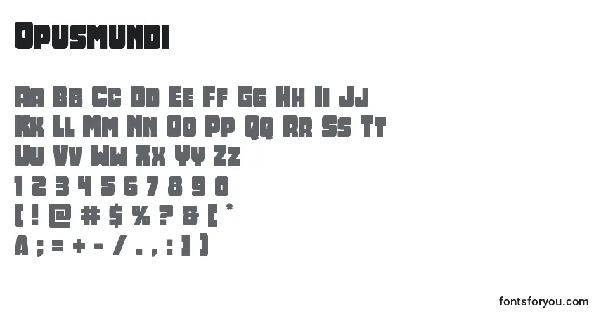 Opusmundi-fontti – aakkoset, numerot, erikoismerkit