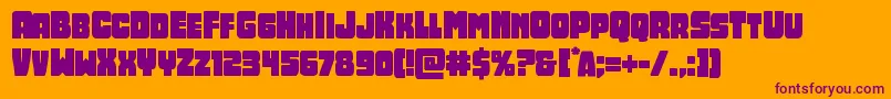 Opusmundi-Schriftart – Violette Schriften auf orangefarbenem Hintergrund
