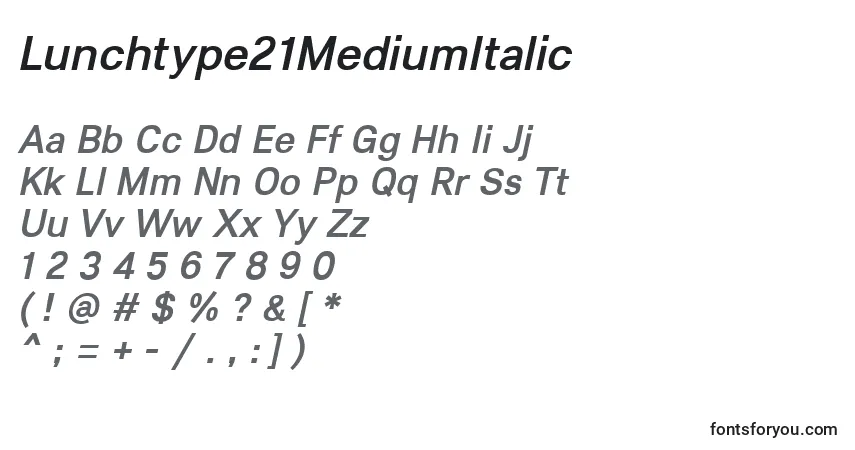 Lunchtype21MediumItalicフォント–アルファベット、数字、特殊文字