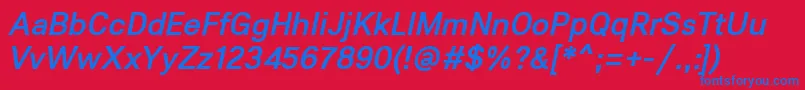 Lunchtype21MediumItalic Font – Blue Fonts on Red Background