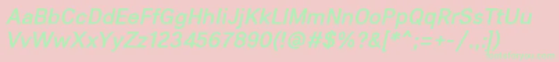 Lunchtype21MediumItalic Font – Green Fonts on Pink Background