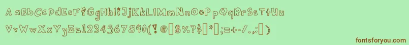 Lisätietoja BubblesMakeMeHappy-fontista BubblesMakeMeHappy-fontti – ruskeat fontit vihreällä taustalla