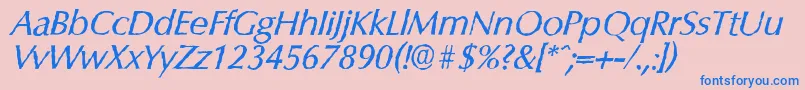 フォントColumbiaantiqueItalic – ピンクの背景に青い文字