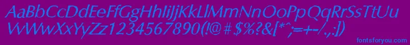 ColumbiaantiqueItalic Font – Blue Fonts on Purple Background
