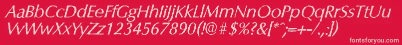 フォントColumbiaantiqueItalic – 赤い背景にピンクのフォント