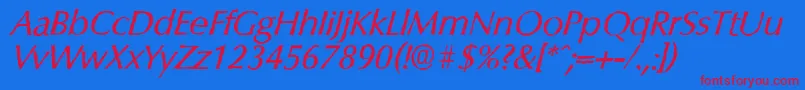 ColumbiaantiqueItalic Font – Red Fonts on Blue Background