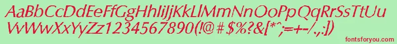 ColumbiaantiqueItalic Font – Red Fonts on Green Background