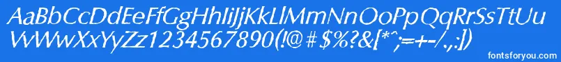 ColumbiaantiqueItalic-fontti – valkoiset fontit sinisellä taustalla
