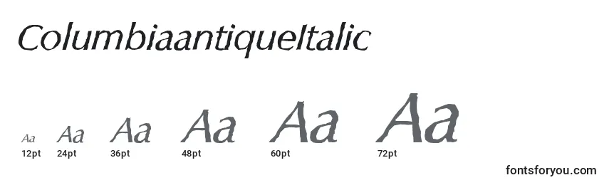 Размеры шрифта ColumbiaantiqueItalic