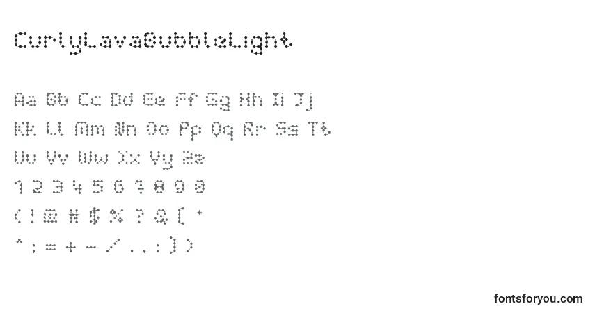 Schriftart CurlyLavaBubbleLight – Alphabet, Zahlen, spezielle Symbole