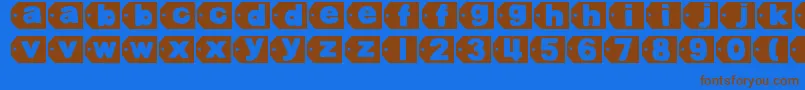 フォントDjbTaggedAgain2 – 茶色の文字が青い背景にあります。