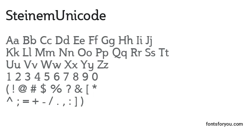 Шрифт SteinemUnicode – алфавит, цифры, специальные символы