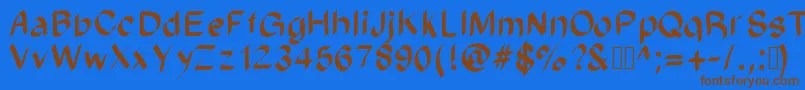 フォントAmeno – 茶色の文字が青い背景にあります。