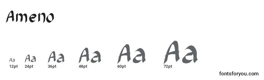Размеры шрифта Ameno