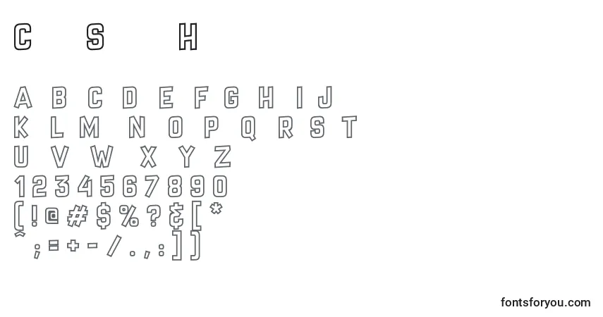 A fonte CrazySixtiesHollow – alfabeto, números, caracteres especiais