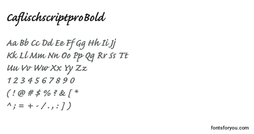 A fonte CaflischscriptproBold – alfabeto, números, caracteres especiais