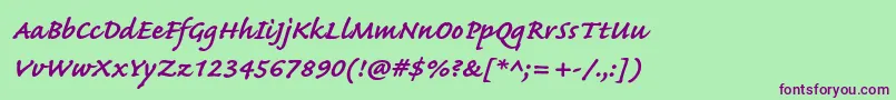 CaflischscriptproBold Font – Purple Fonts on Green Background