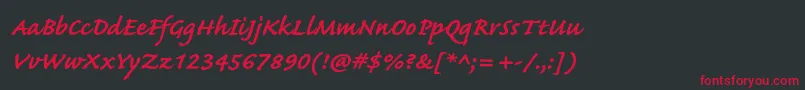 フォントCaflischscriptproBold – 黒い背景に赤い文字