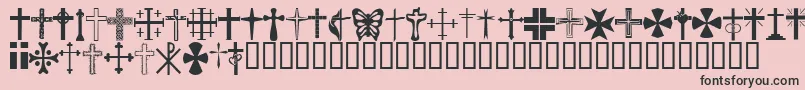 Fonte ChristianCrosses – fontes pretas em um fundo rosa