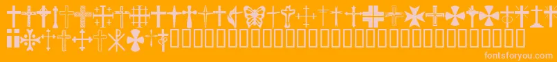 Police ChristianCrosses – polices roses sur fond orange