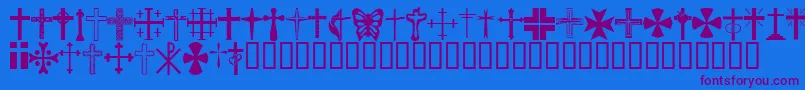 ChristianCrosses Font – Purple Fonts on Blue Background